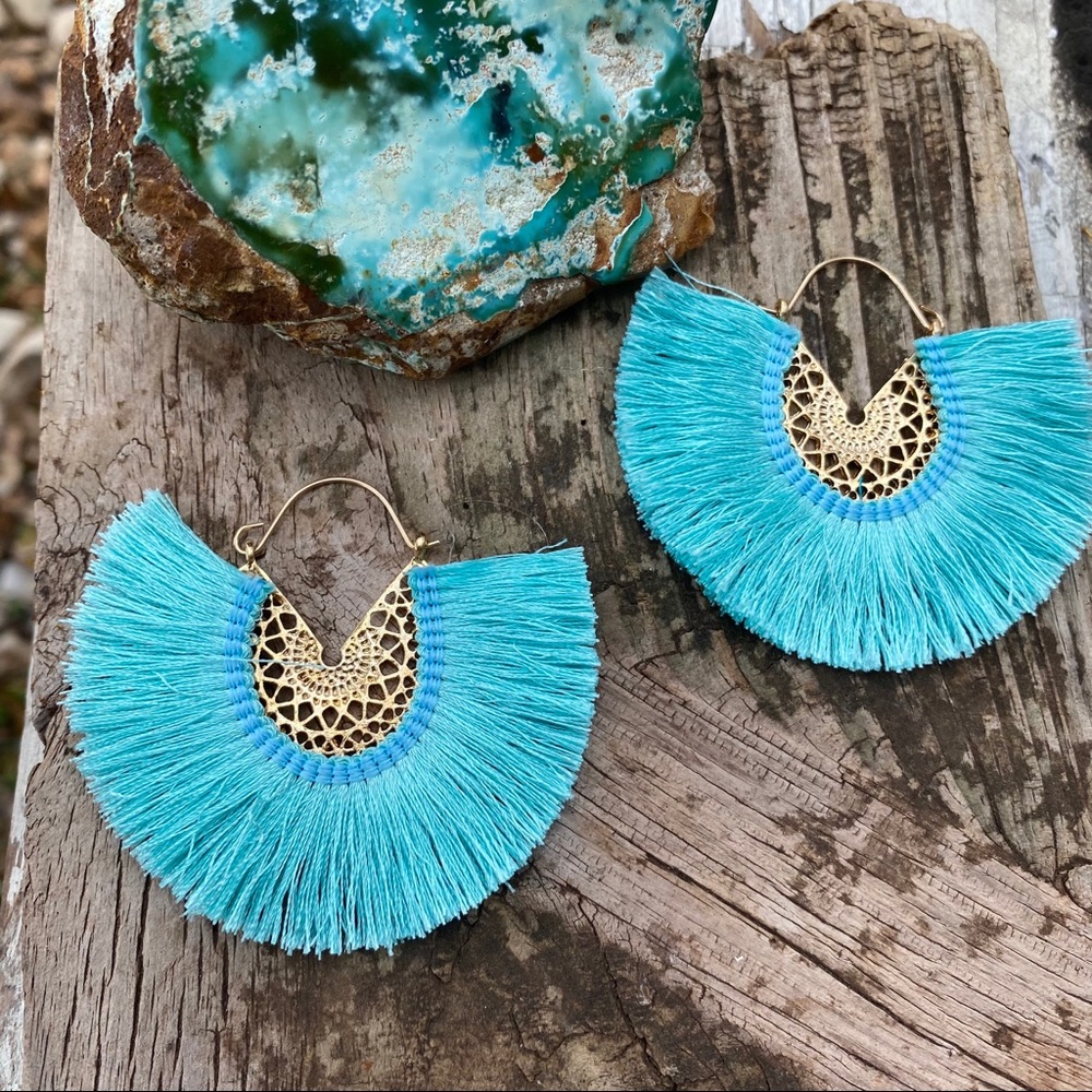 Anthro Amelia Mint Filigree Earrings - Picture 2 of 4